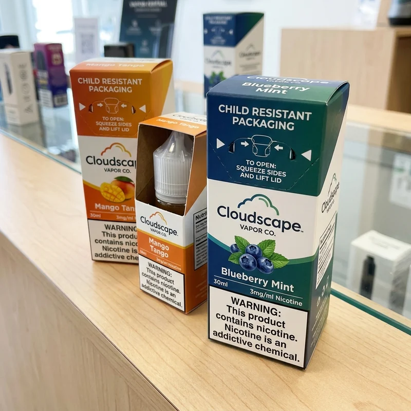 Custom child resistant e liquid boxes — packaging option