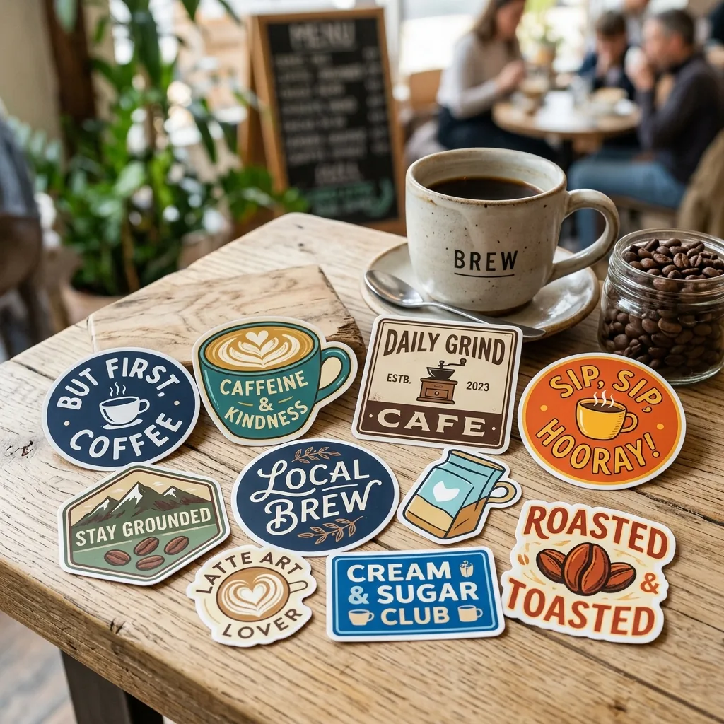 Custom coffee stickers — packaging option