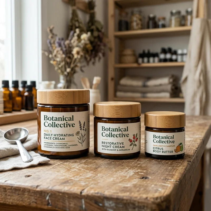 Custom cream jars with a matched outer box