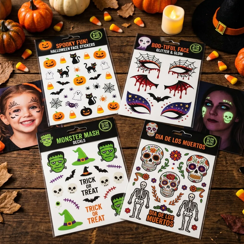 Custom halloween face stickers — packaging option