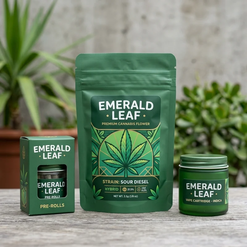 Custom green cannabis packaging — packaging option