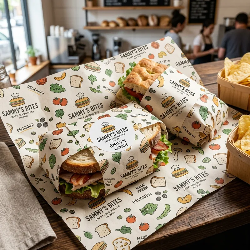 Custom personalized sandwich wrapping paper — packaging option