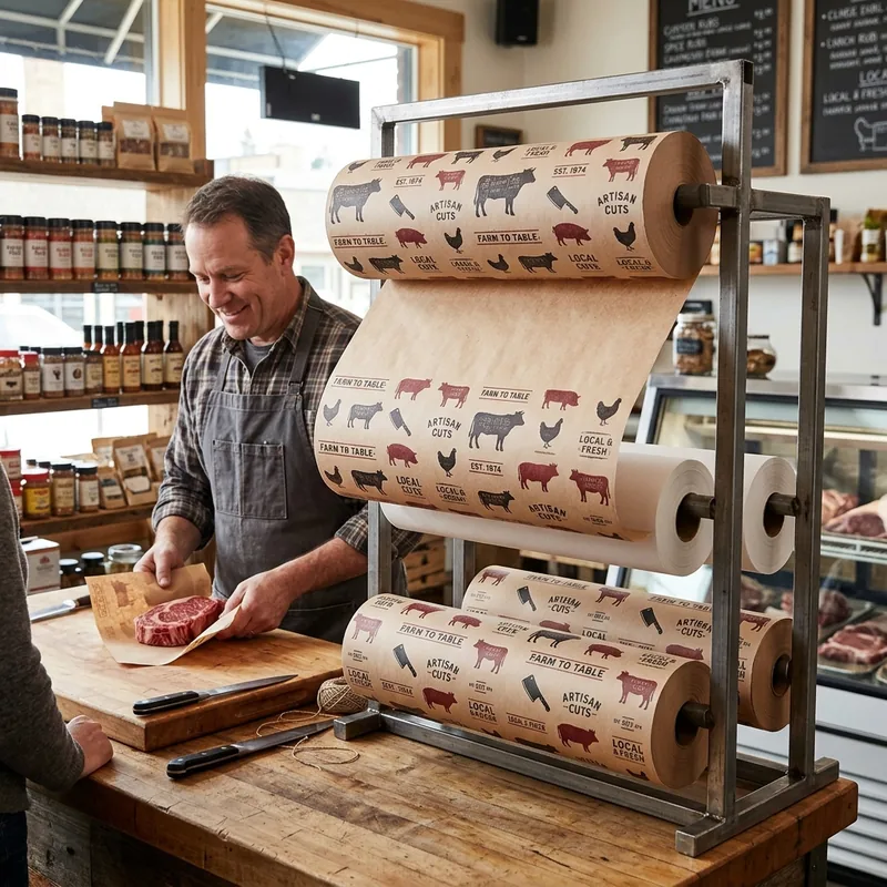 Custom printed butcher paper rolls — packaging option