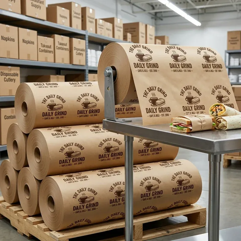 Custom wholesale restaurant food wrap with logo — packaging option